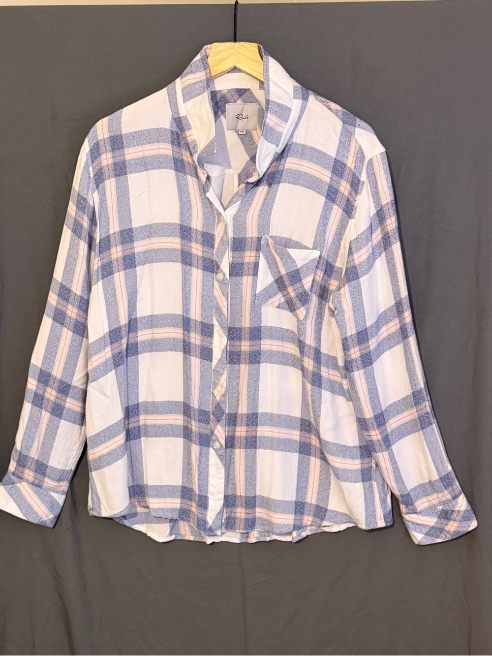 Rails White Plaid Button-Up Blouse with Blue and Pink Stripes - Picture 1 of 5